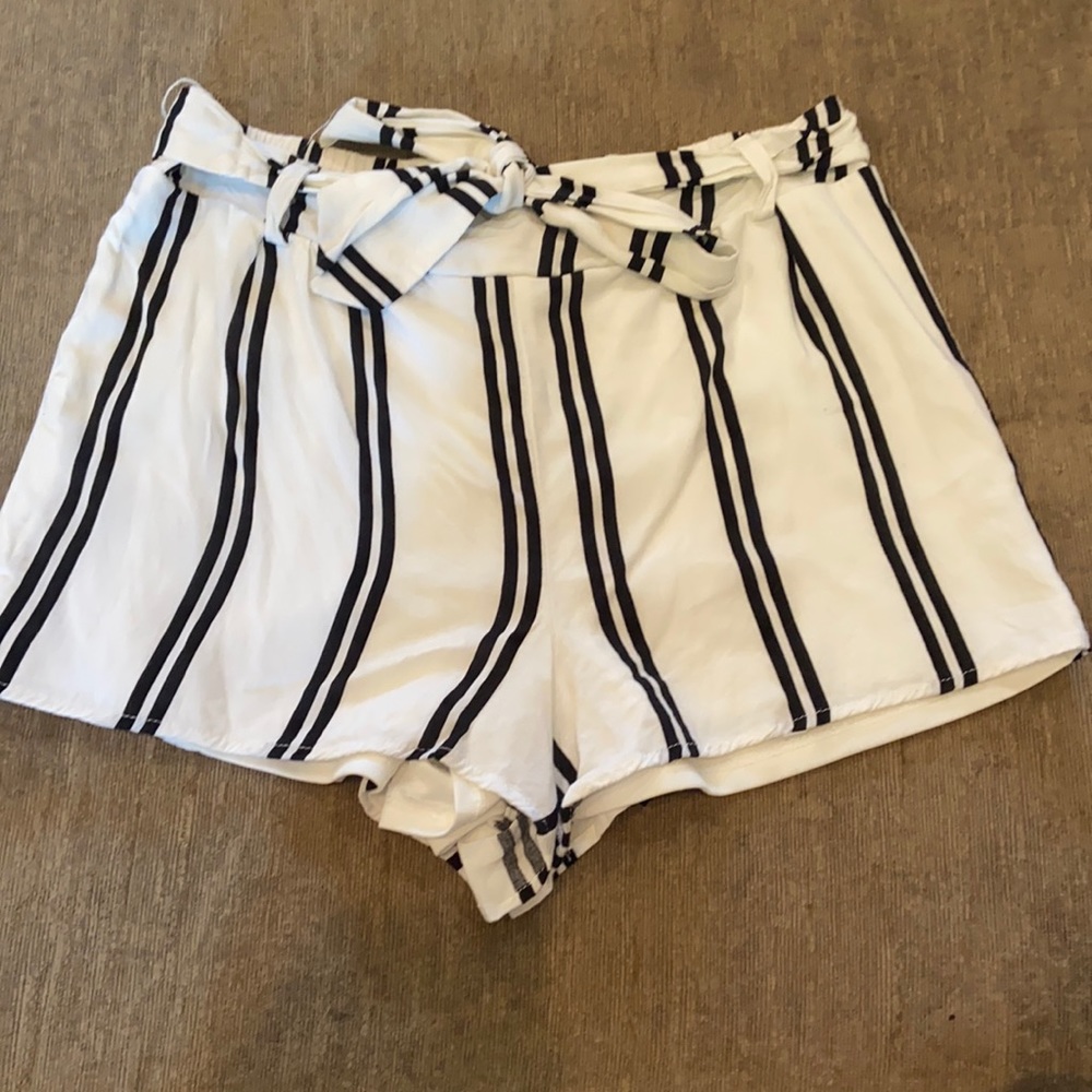 Large black/white striped shorts